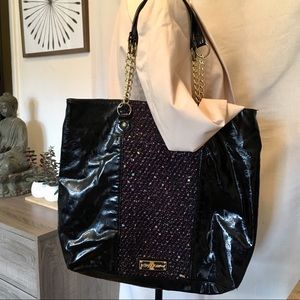 Betsey Johnson Tweed and Vinyl Tote